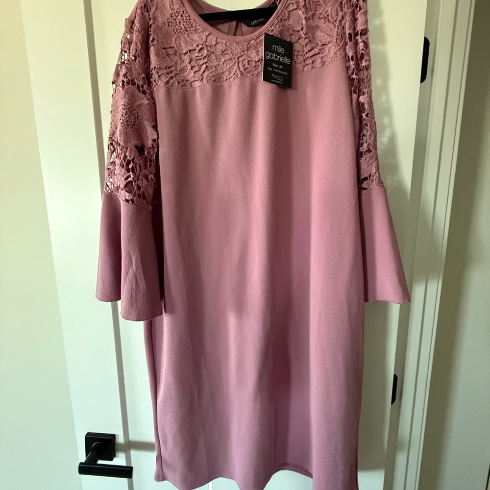 Mlle Gabrielle Pink Sheath Dress with 3/4 Bell Sleeves